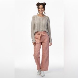 Garnet Hill Women's Open Cable Knit Peach Sweater Size Medium Linen & Cotton